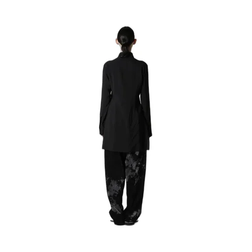 Hard-Twist Serge Shirt With Draped Front Panel