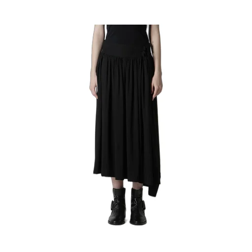 Hard-Twist Serge Asymmtric Gather Skirt