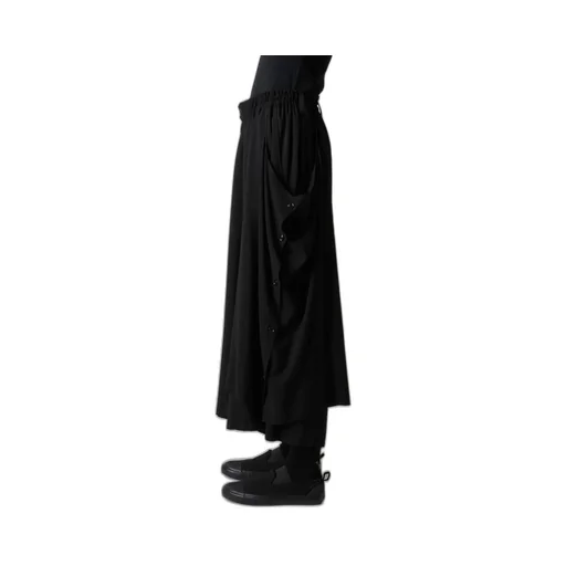 Hard-Twist Serge Left Double Button Open Pants