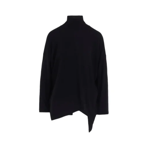 Soft Gauze Jersey Asymmetric Hi-Neck Pullover