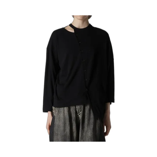 Soft Gauze Jersey Asymmetric Drape Cardigan