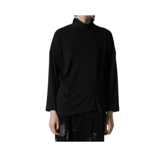 Soft Gauze Jersey Asymmetric Hi-Neck Pullover