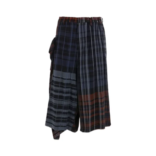 Wool Blend Plaid Pants