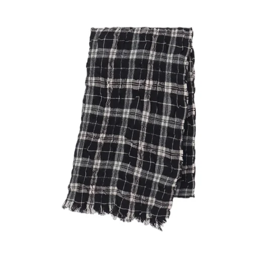 Milled Wool Cotton Plaid Stole