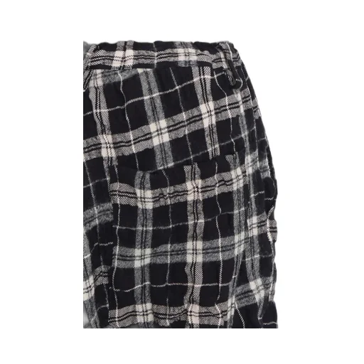 Milled Wool Cotton Plaid Pants