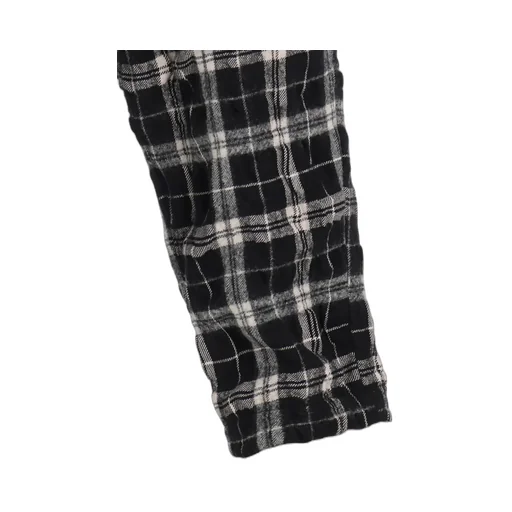 Milled Wool Cotton Plaid Pants