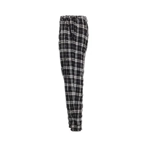 Milled Wool Cotton Plaid Pants