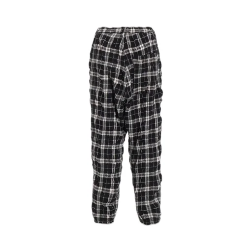 Milled Wool Cotton Plaid Pants