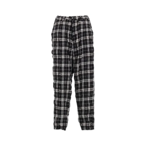 Milled Wool Cotton Plaid Pants