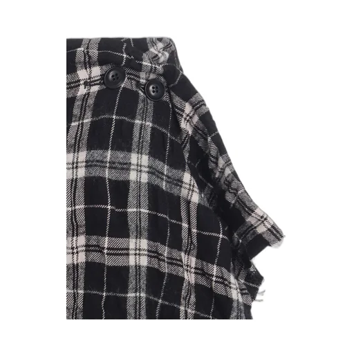Milled Wool Cotton Plaid Skirt