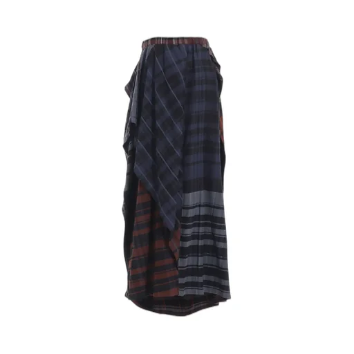 Wool Blend Plaid Drape Pants