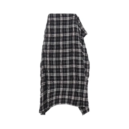 Milled Wool Cotton Plaid Skirt