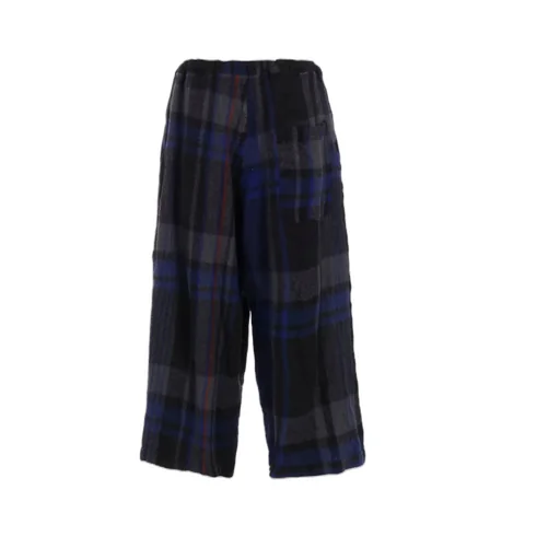 Milled Wool Plaid Pants