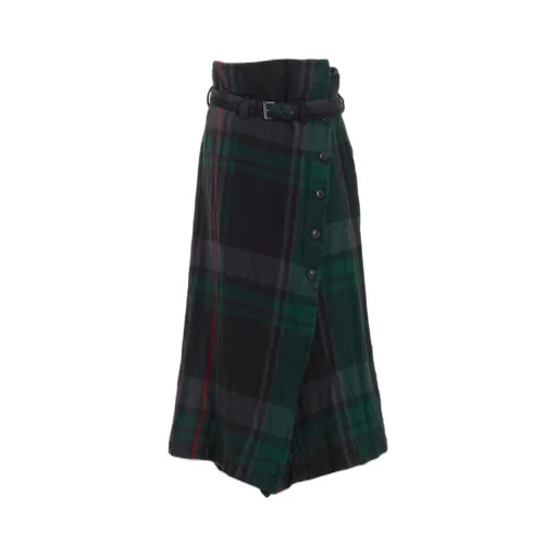 Milled Wool Plaid Skirt
