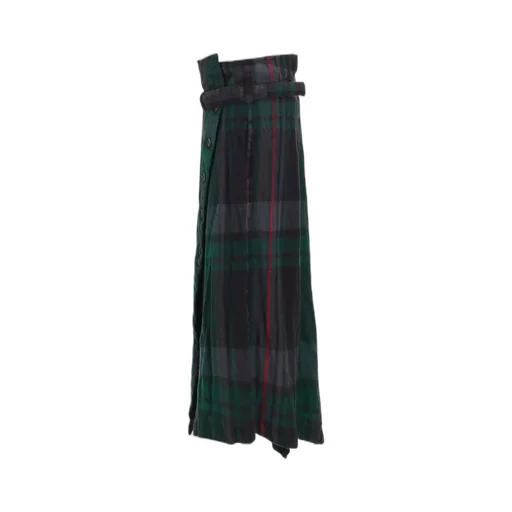 Milled Wool Plaid Skirt