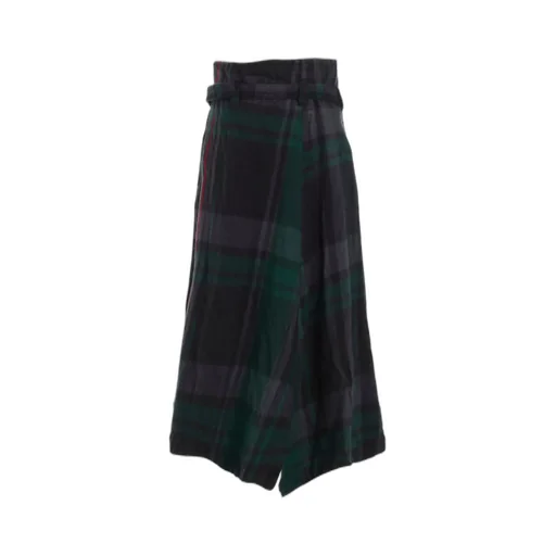 Milled Wool Plaid Skirt