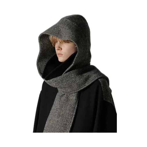 Big Herringbone Detachable Hoodie Coat