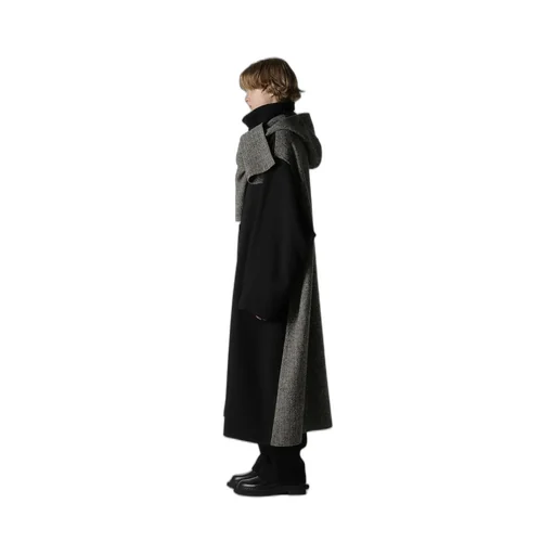 Big Herringbone Detachable Hoodie Coat