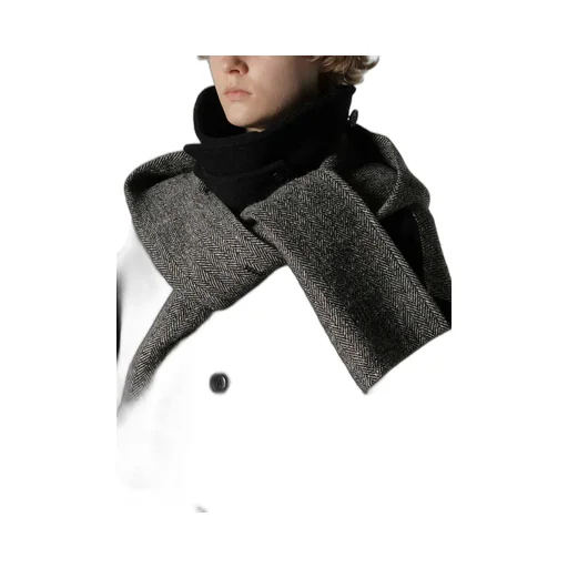 Big Herringbone Detachable Hoodie Coat