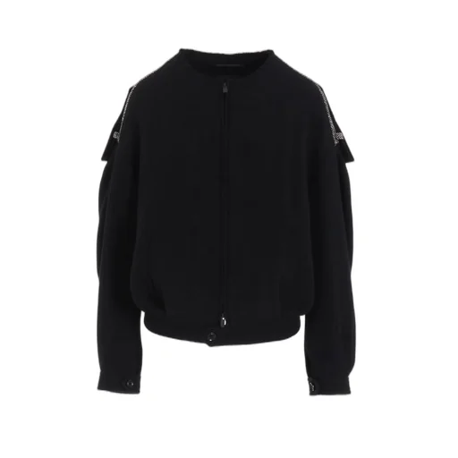 Big Herringbone Collarless Blouson