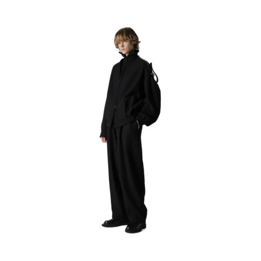Big Herringbone Collarless Blouson