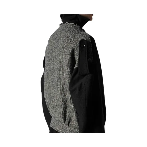Big Herringbone Collarless Blouson