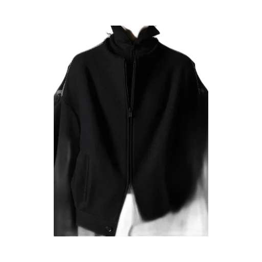 Big Herringbone Collarless Blouson