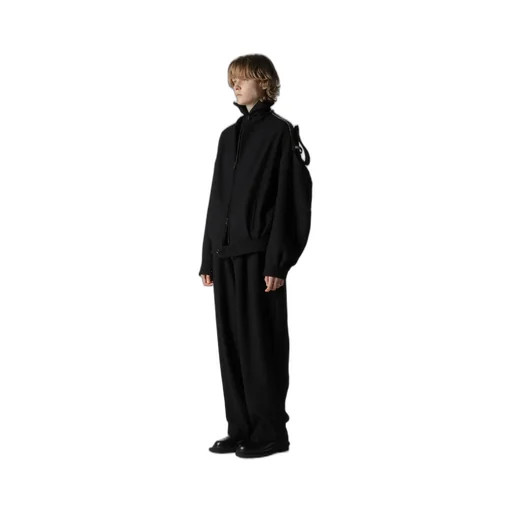 Big Herringbone Collarless Blouson
