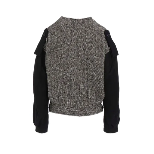 Big Herringbone Collarless Blouson