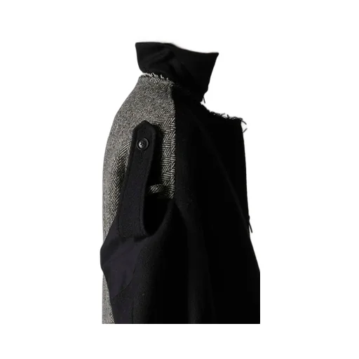 Big Herringbone Collarless Blouson