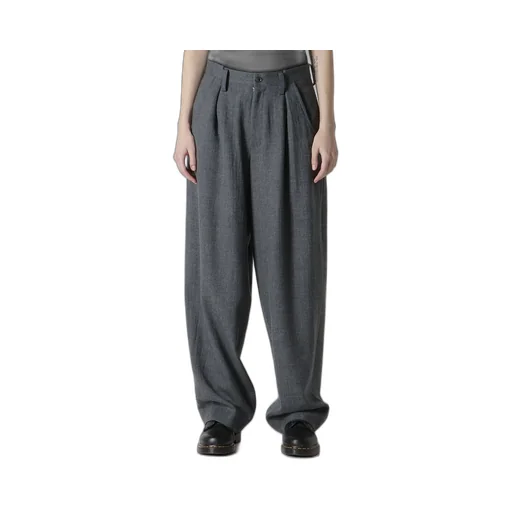Wool Gauze Twill Tuck Wide Pants