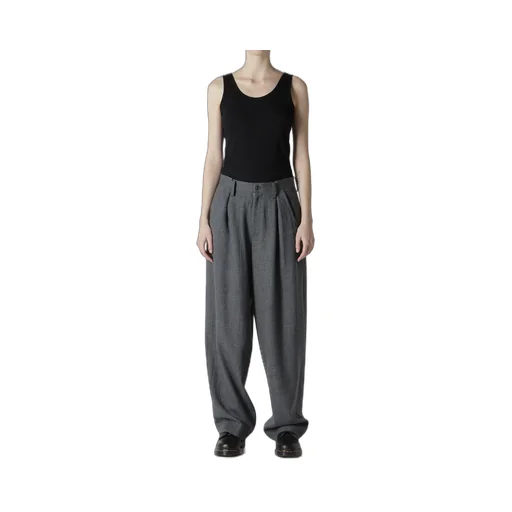 Wool Gauze Twill Tuck Wide Pants