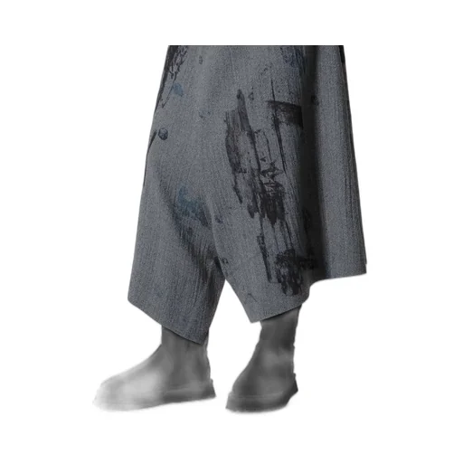 Wool Gauze Smudged Polka Dot Slitted Right Hem Pants