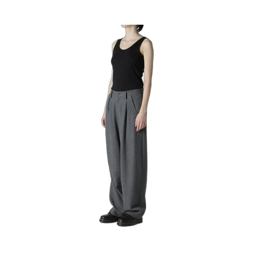 Wool Gauze Twill Tuck Wide Pants