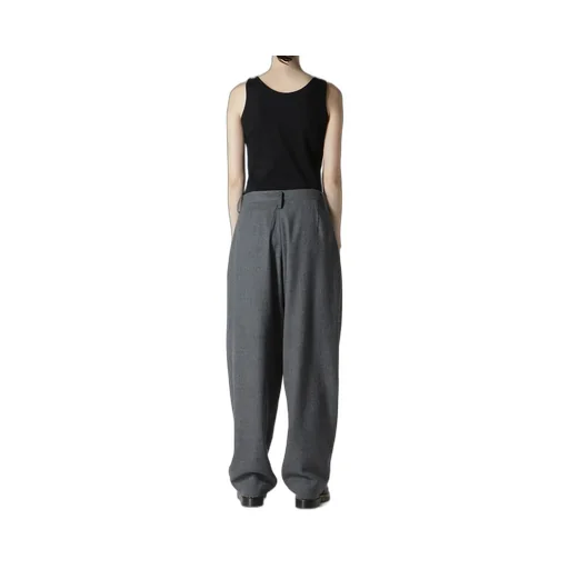 Wool Gauze Twill Tuck Wide Pants