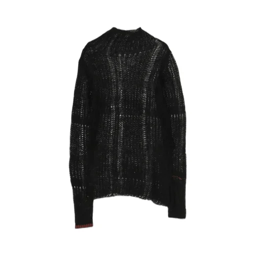 Sheer Plaid Asymmetric Long Knit