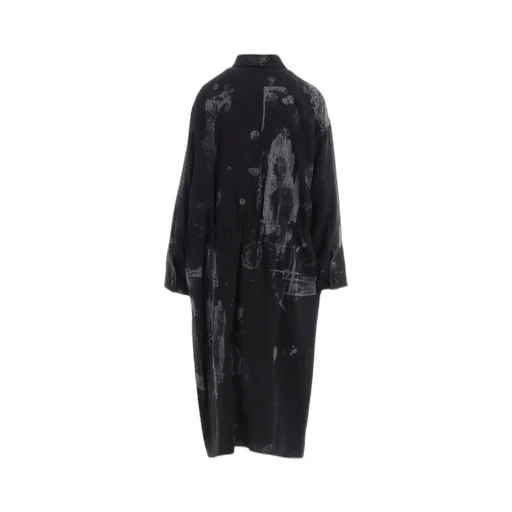 Wool Gauze Smudged Polka Dot Waist String Dress