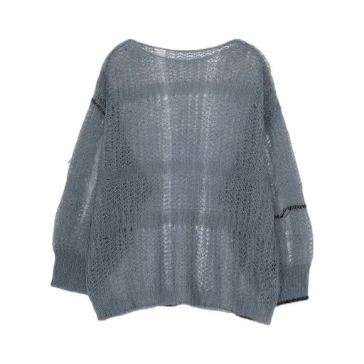 Sheer Plaid Boat Neck Knit