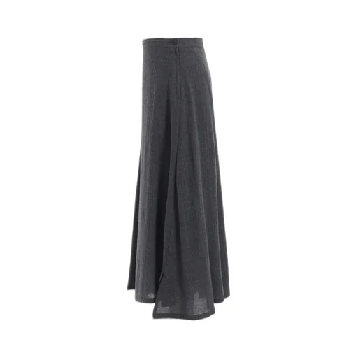 Wool Gauze Twill Asymmetric Flare Skirt
