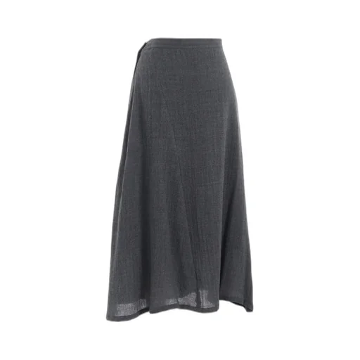 Wool Gauze Twill Asymmetric Flare Skirt