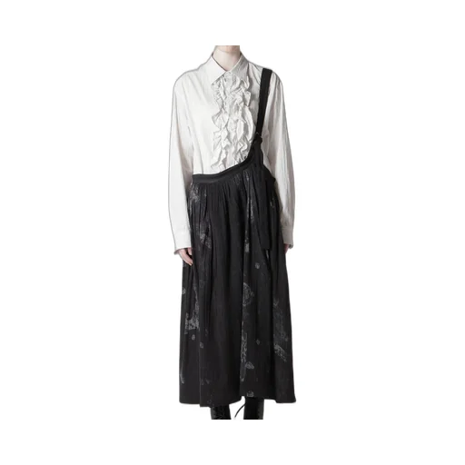 Wool Gauze Smudged Polka Dot Single Strap Skirt