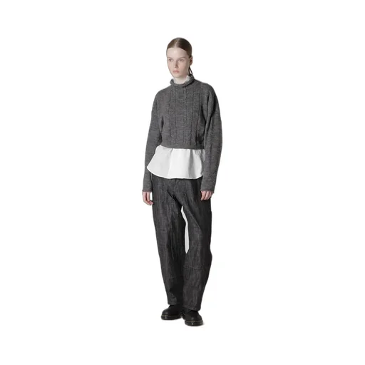 Slub Wool Design Knit Short Pullover