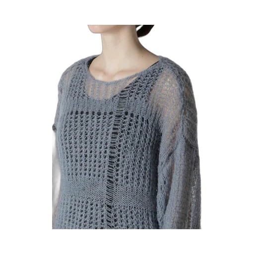 Sheer Plaid Boat Neck Knit