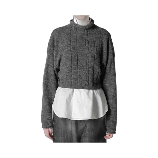 Slub Wool Design Knit Short Pullover