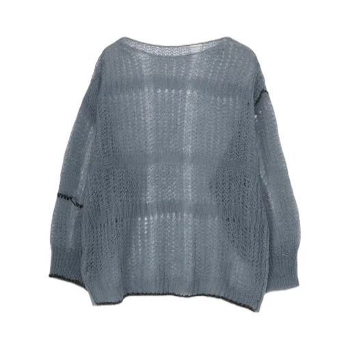 Sheer Plaid Boat Neck Knit