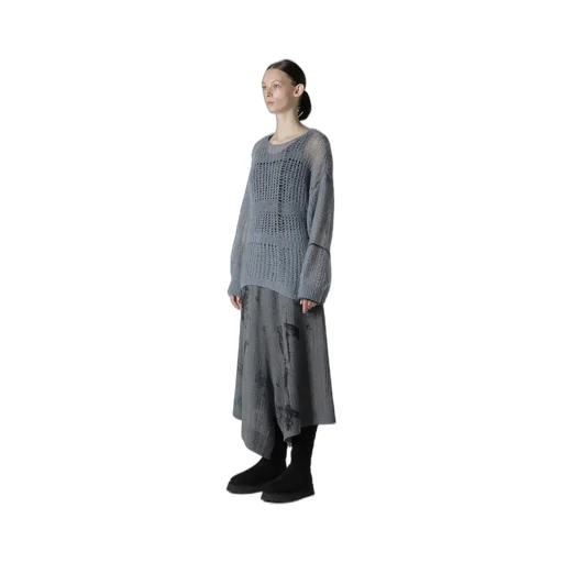 Sheer Plaid Boat Neck Knit