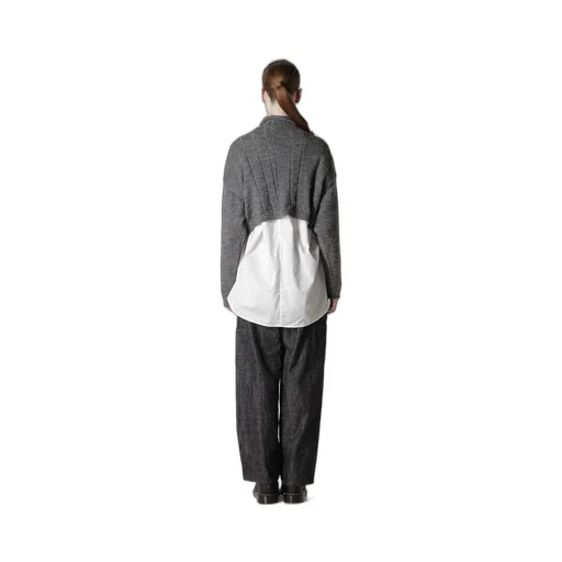Slub Wool Design Knit Short Pullover