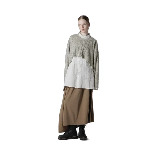 Slub Wool Design Knit Pullover