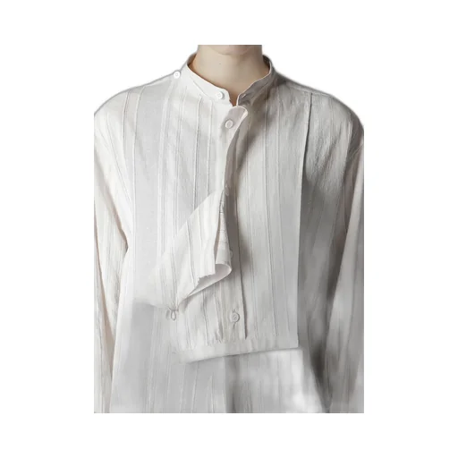 Stripe Shrink-Finish Front Cloth Blouse