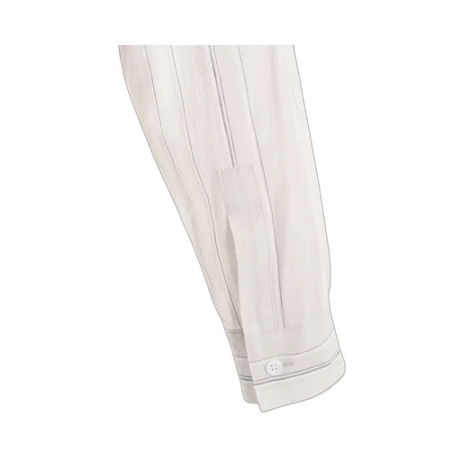 Stripe Shrink-Finish Front Cloth Blouse